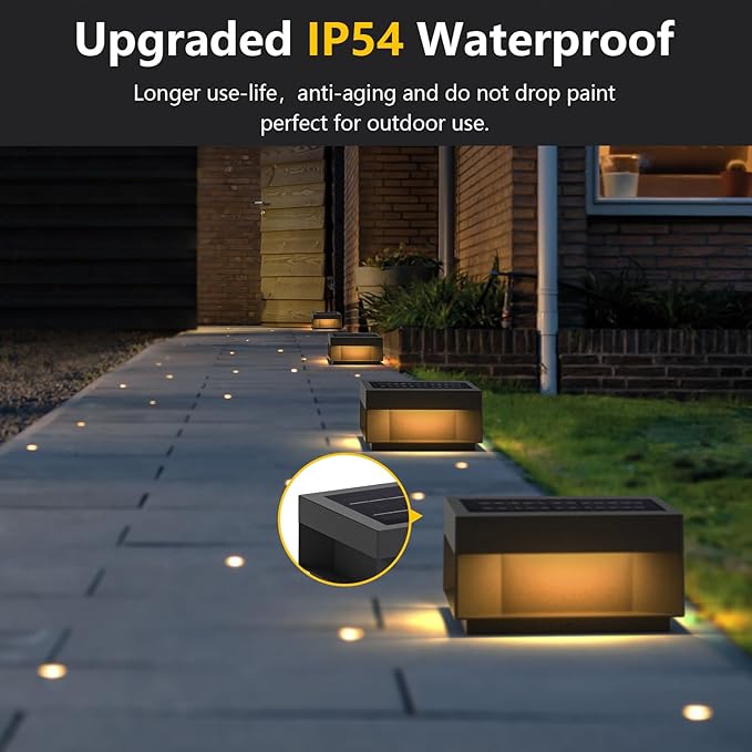 Modern Solar Landscape Post Light, 9.8" Outdoor IP54 Waterproof Luxury Fence Deck Pillar Cap Patio Garden Decoration Lantern Column Lamp with 3 Different Lighting Color