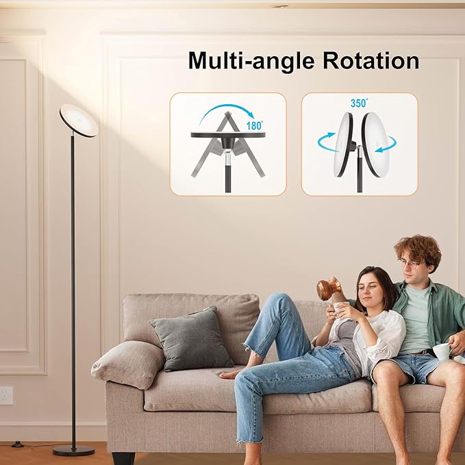 Dimmable Floor Lamp with Remote，Floor Lamps for Living Room Bedroom Office，Adjustable Brightness (10%-100%)and Color Temperature (3000k- 6000k )，Standing Lamp Tall Lamp with Foot Switch (black)