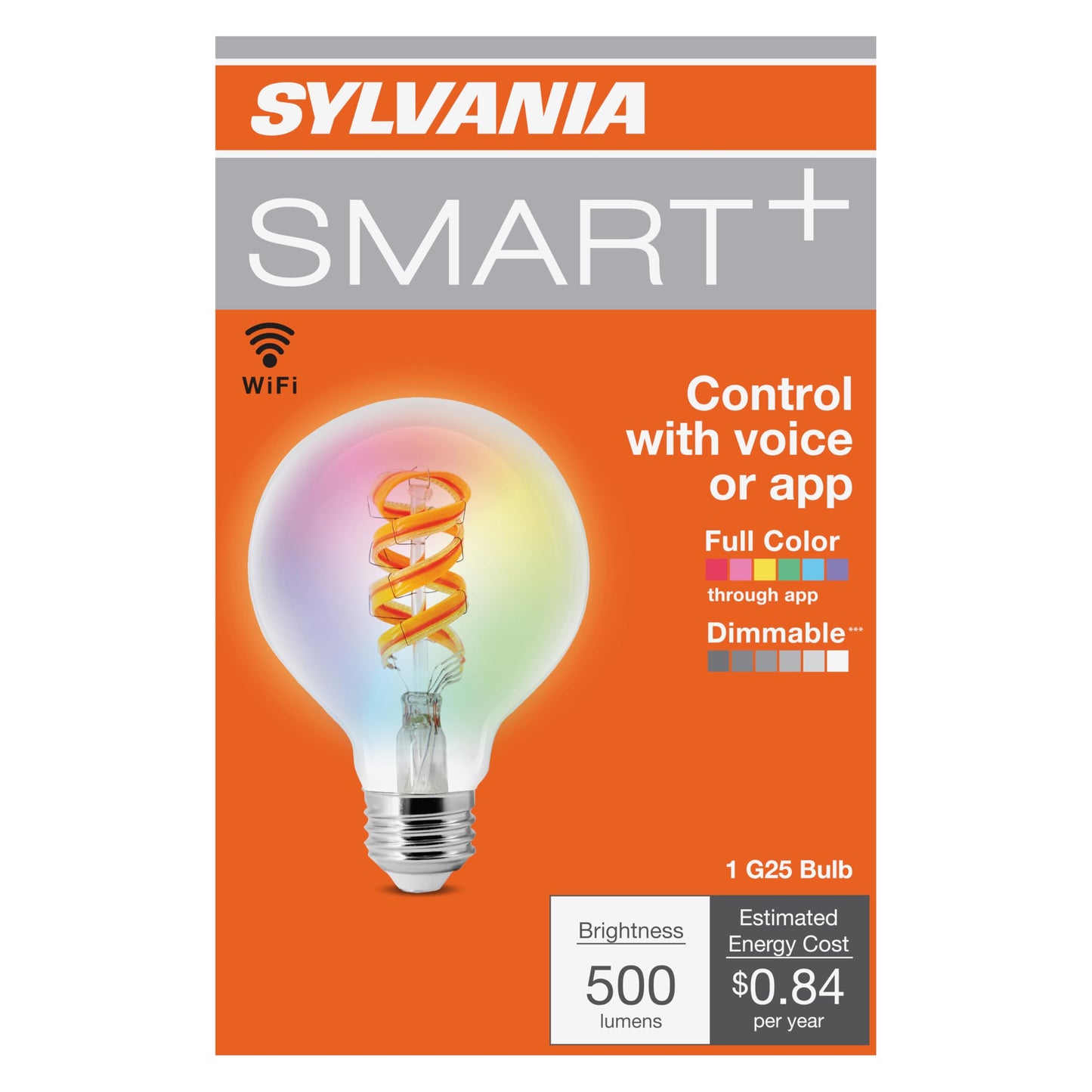 Sylvania WiFi LED Smart G25 RGBW Color and Amber Finish Filament Light Bulb