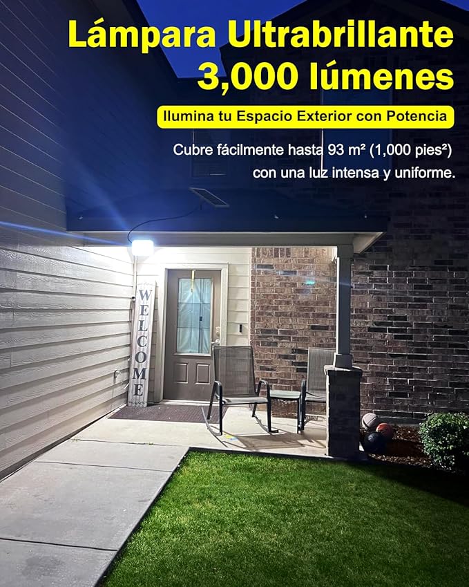 Engrepo Solar Light Outdoor, 10000mAh Luces Solares Solar Powered Security Flood Light Outside 3000LM IP65 Waterproof Dusk to Dawn with Remote Control and 8.2 ft Cable for Yard, Shed, Barn. 2 Pack