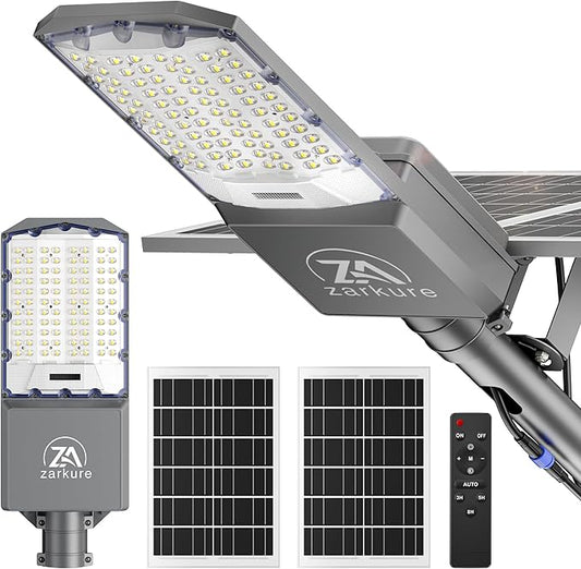 10800W Solar Street Lights Outdoor, 55000mAh IP67 Waterproof Solar Security Flood Lights 7000K 650000LM Super Bright LED Beads Commercial Parking Light with Remote Control for Street, Court, Barn