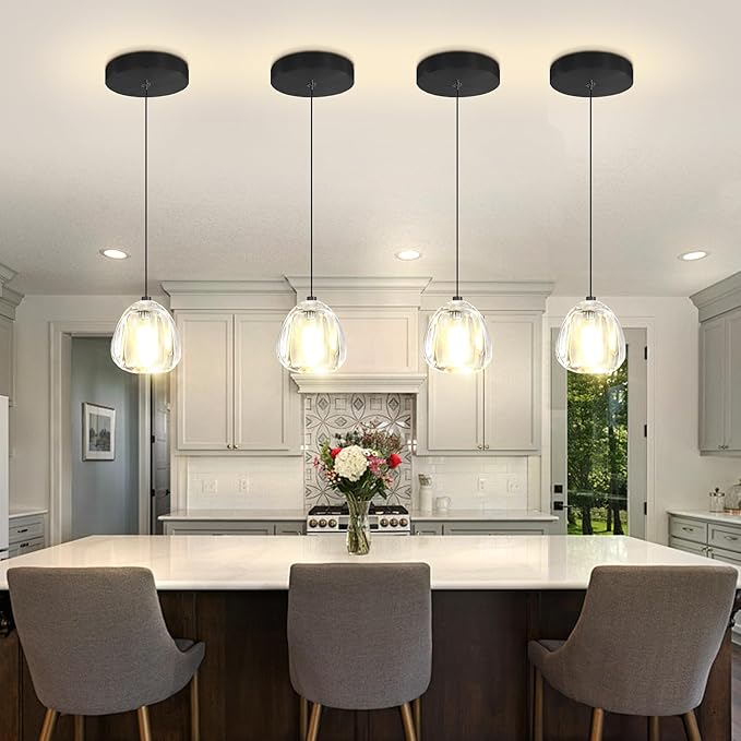 1-Light Crystal Pendant Light Mini Chandelier Crystal Ball Chandelier for Kitchen Island Dining Room Bedroom Hallway Black Mini Globe Hanging Light Fixture