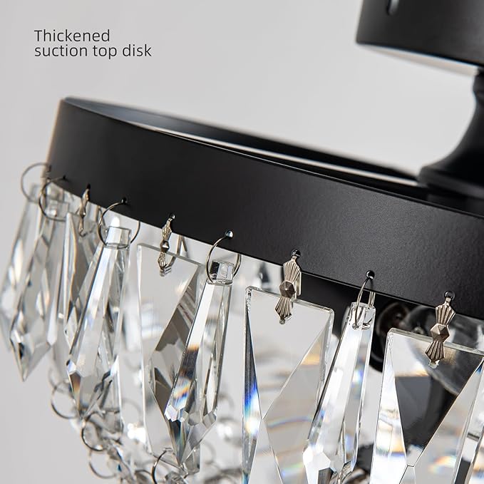 Veronie Crystal Black Ceiling Light, 3-Lights Modern Semi Flush Mount Ceiling Lighting Fixture, Round Hallway Lighting Fixtures for Kitchen Entryway Bedroom Laundry Room