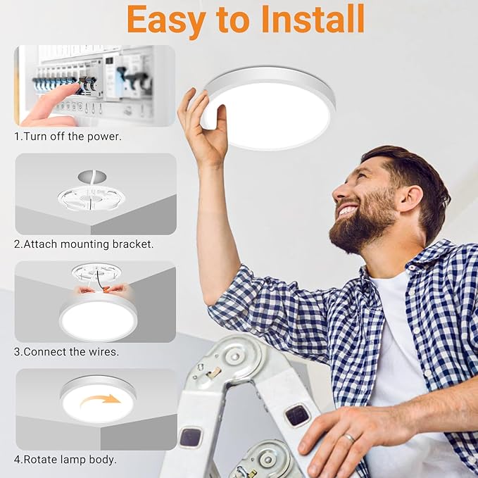 slochi 4Pack LED Flush Mount Ceiling Light Fixture, 9 Inch 18W, 2200LM, Super Slim 0.7 Inch, 3000K-6500K Adjustable Low Profile LED Ceiling Lights for Bathroom, Closet, Hallway(White)