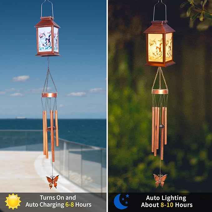 Cat Wind Chimes, Solar Cat Lights for Outside, Gifts for Cats Lovers, Birthday Gifts for Women, Mom, Ded, Grandma, Garden Lawn Yard Outdoor Decor Mobiles Wind Chime, Cats Themed Gift