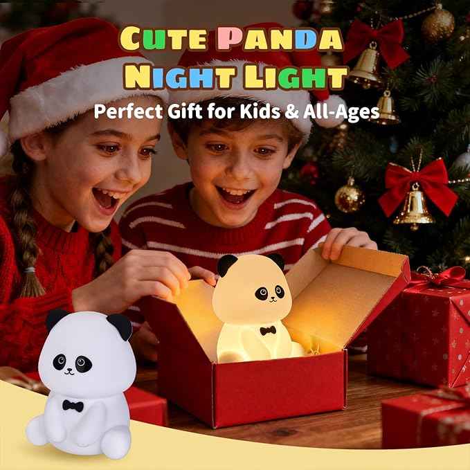 Panda Lamp for Kids Room, Pat Control Panda Light for Breastfeeding, Silicone Night Light Nursery Bedside Lamp, Rechargeable Touch Table Lamp with RGB Mode for Bedrooms/Living Room/Decor/Gift