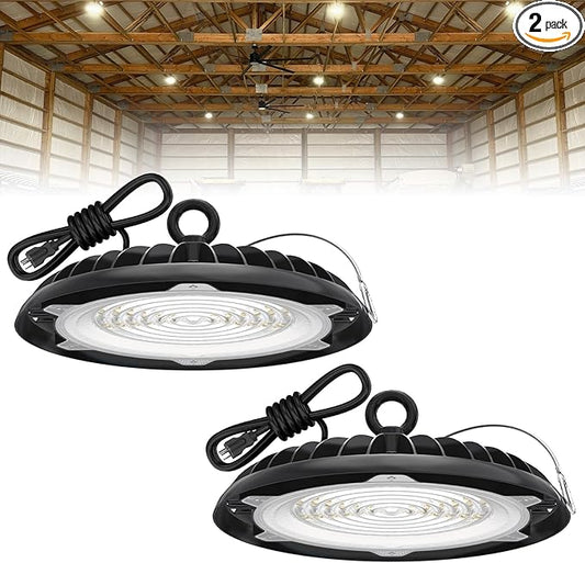 UFO LED High Bay Light: 200W LED High Bay Lights for Shop - 28000 LM High Bay LED Light 2 Packs for Electrician ETL Listed