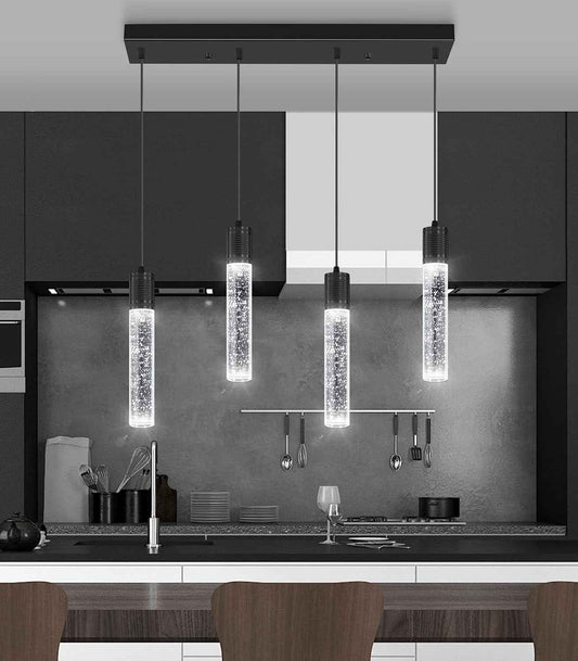 4-Lights Mini Modern Crystal Chandeliers for Kitchen Island Pendants Lighting Fixture LED Ceiling Light for Dining Room Bedroom Foyer 6000K