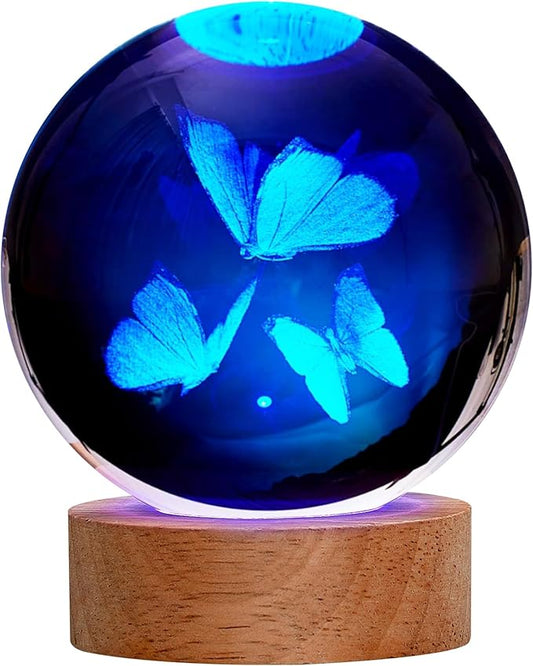 Large 3D Butterfly Lamp, Crystal Butterfly Night Light 16 Color Changing with Remote Control for Bedroom Decor, 3 Butterflies Figurines