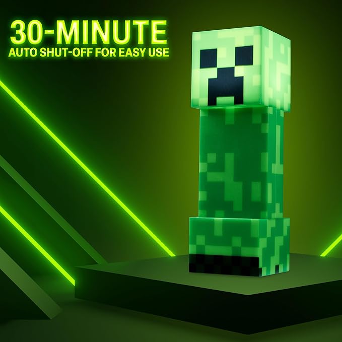 Minecraft Creeper Torch Night Light for Kids, 2-in-1 Flashlight and Lamp with USB and Battery Power, Bedroom Decor, Desk Light, Gamer Gifts for Boys