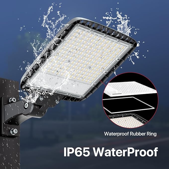 Kifflux 200W Led Parking Lot Light with Dusk to Dawn Photocell Adjustable Arm Mount 24000LM Flood Lights 120V 5000K IP65 Waterproof Shoebox Street Commercial Lighting for Yard, Warehouse, Barn - Aura Lighting