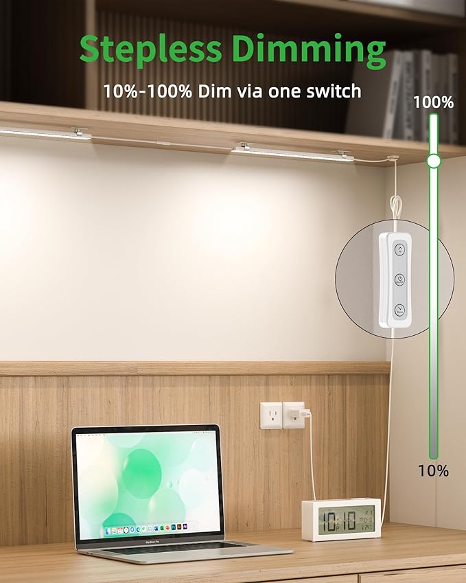 ASOKO HOME Dimmable USB Under Cabinet Lights - 3 Pack 12" Linkable LED Strips, 6000K Cold White for Kitchen, Desk, Workbench