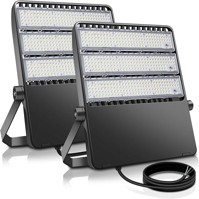 52200LM LED Stadium Flood Light Commercial Eqv 2400W Super Bright 145LM/W 5500K 360W LED Arena Light Outdoor 85-277V IP65 Waterproof Backyard Wall Yoke Mount Fixture 2 Pack
