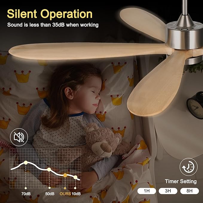 reiga 60 Inch Large DC Motor Outdoor Ceiling Fan with Dimming LED Light Kit, Alexa, Google Home, App and Remote Control, 5 Natural Wood Propeller Blades for Patio Garage Farmhouse and Porch - Aura Lighting