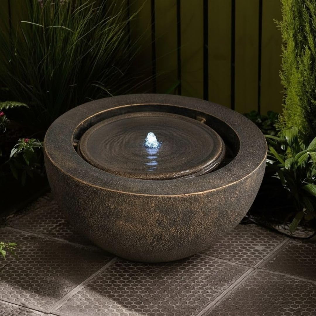 20" Round Sphere Water Fountain with LED Light