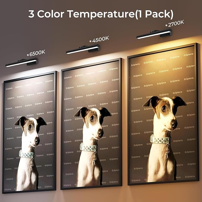 Wireless Picture Lights for Wall, Battery Operated Wall Light for Painting Rechargeable CCT Rotatable 16in Art Gallery Light with Remote Dimmable Timer for Artwork Frame Display Dartboard