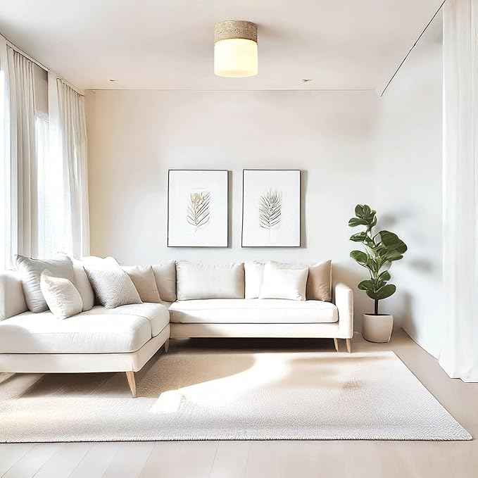 Nordic Minimalist Ceiling Light, G9 Travertine Flush Mount Ceiling Lamps, Indoor Lighting Artistic Decor Glass Close to Ceiling Light, for Bedroom Hallway Living Room Entryway
