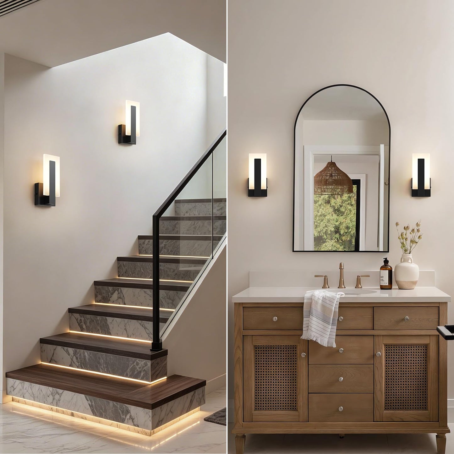 2 Pack Modern LED Wall Sconces (9.7inch 3000K-6000K Remote Control)