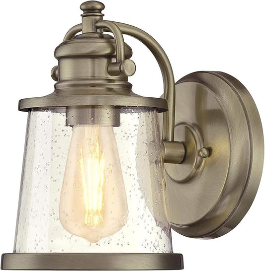 Westinghouse 6374500 Emma Jane One-Light Outdoor Wall Lantern, Antique Brass Finish with Clear Seeded Glass Porch Light