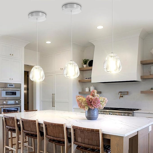 1-Light Crystal Pendant Light Mini Chandelier Crystal Ball Chandelier for Kitchen Island Dining Room Bedroom Hallway Chrome Mini Globe Hanging Light Fixture