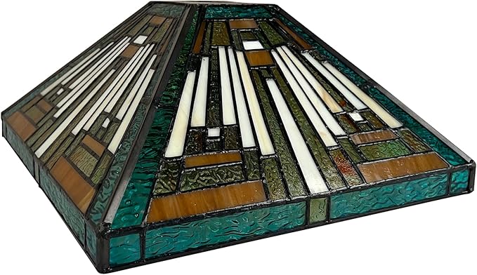 Capulina Tiffany Lamp Shade 12 Inches Wide Accessories Replacement Amber Green Style Stained Glass Lampshade for Torchiere Floor Lamp and Pendant Light