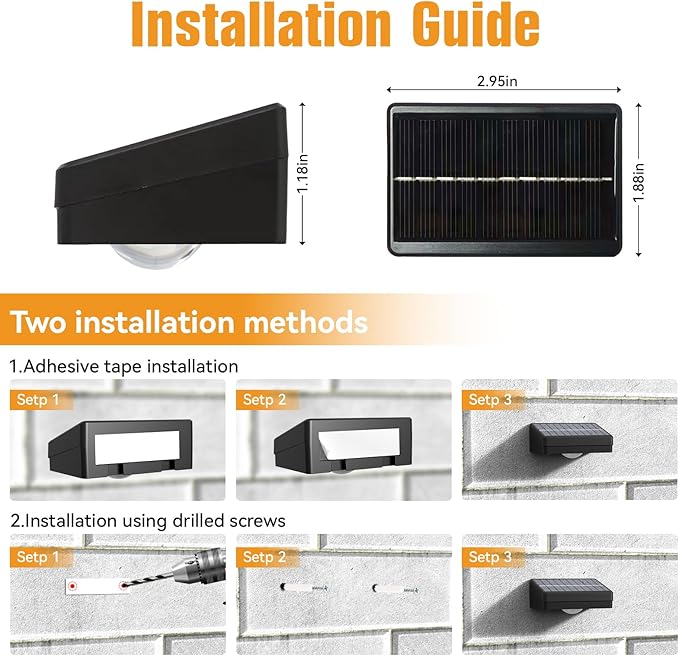 Solar Lights Outdoor,3-Color Solar Fence Lights,Solar Lights Outdoor Waterproof,Auto On/Off,Ip44 Abs Material,30h Runtime No Wiring Needed，Suitable for Gardens,Paths,Fences,Steps.(12P