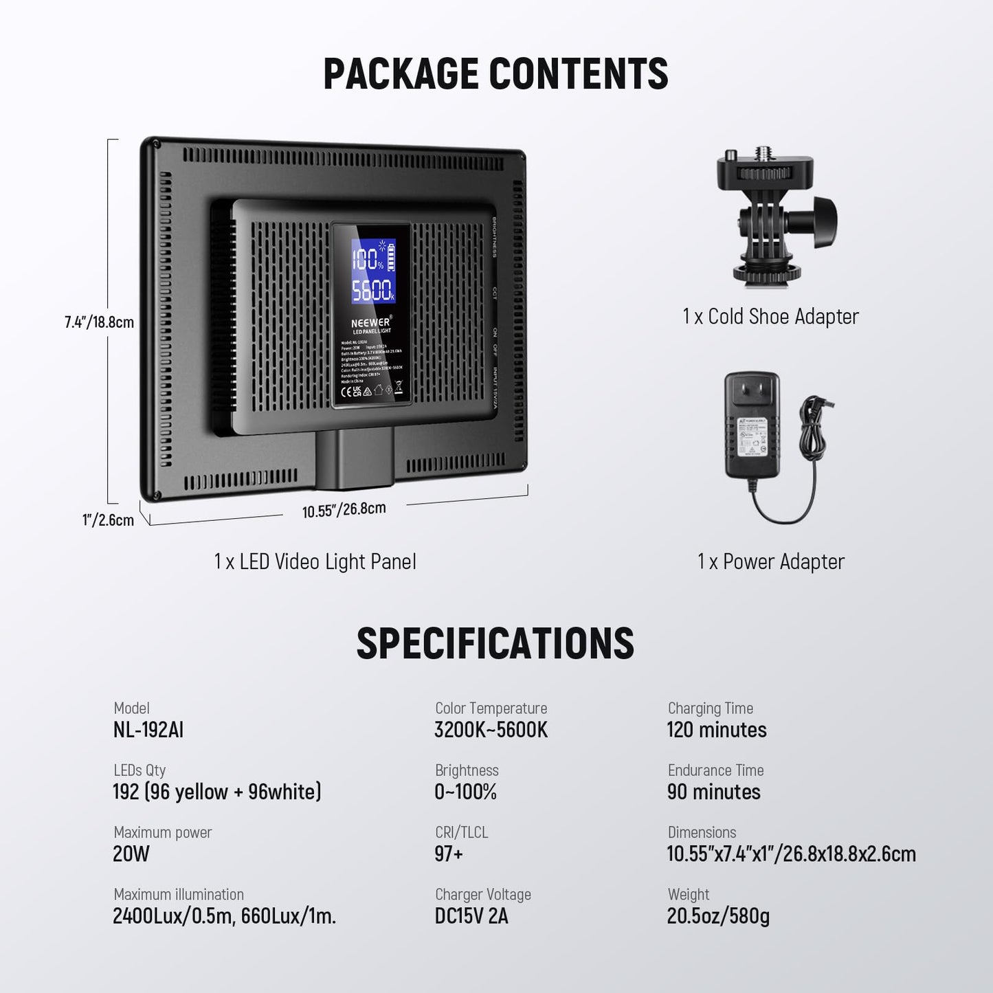 192 LED Video Light Panel