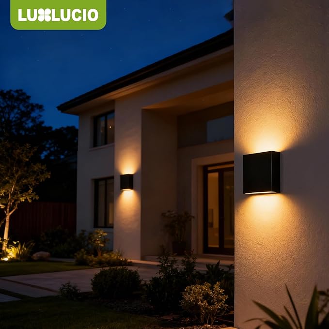 Indoor Outdoor Wall Light, 5%-100% Dimmable, 5 Color Temperature Selectable (2700K-5000K), Modern Wall Sconce for Living Room Porch, IP65 Waterproof, 120V, CRI90+, ETL FCC Certified - Aura Lighting