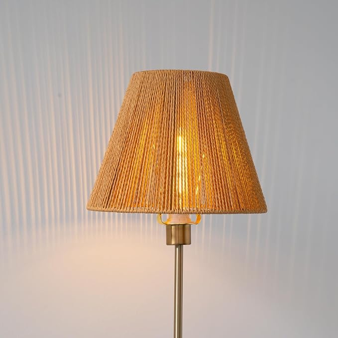 Rattan Lamp Shade 7'' Top 13'' Bottom 10'' Heigh Boho Style Bell Shape Lampshade For Table Lamps Floor Lamps Vintage Replacement Spider Fitter