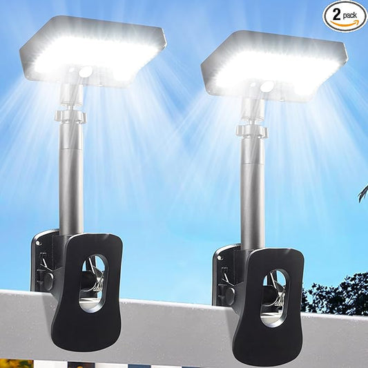 Clip On Solar Lights Outdoor, Motion Sensor Outdoor Lights, 92 LEDs 600LM Solar Fence Lights Outdoor Waterproof LED,Solar Lights for Fence, Deck, Gutter,Camping (2, Black-6000K)