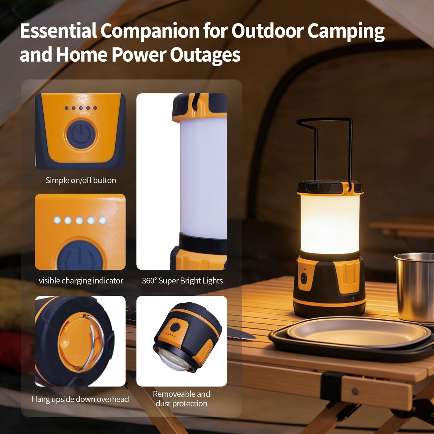 Rechargeable Emergency Light for Home Power Outages Hurricane Light