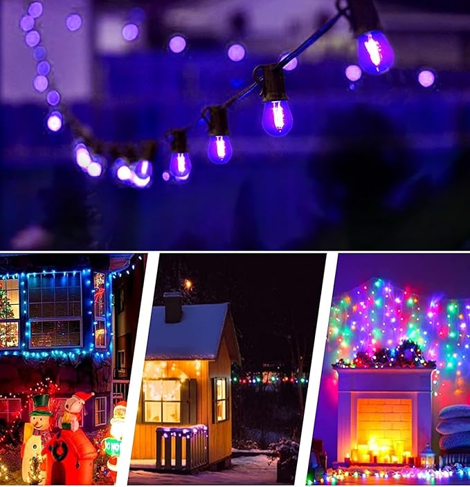 15 Pack S14 LED Bulbs Purple Halloween Replacement Bulb for Outdoor String Lights 1W Vintage LED Edison Filament Bulb E26 Base Plastic Decorative Bulb for Outdoor Patio Christmas Decor(Purple)