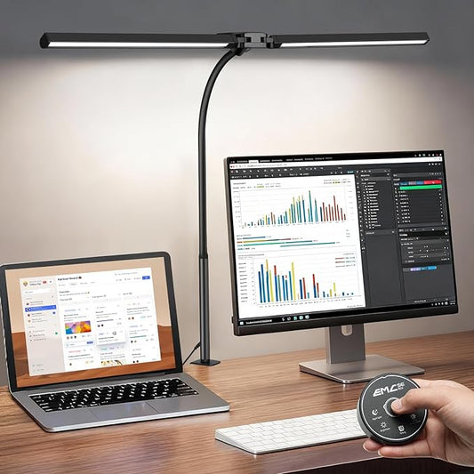 32.8'' Desk Lamp with Clamp for Home Office, Eye-Caring LED Desk Lamp, Dimmable Table Clip Lamp for Dual Screen Computer Monitor, Adjustable Color Lighting Mode Computer Monitor Light