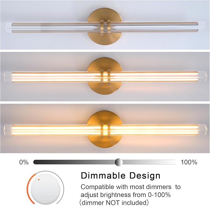 YUYI Crystal Picture Light for Wall, 24" Gold Linear Picture Light Hardwired, Modern K9 Crystal Dimmable Painting Lights for Wall Art, Mirror, Paintings, Picture Frame