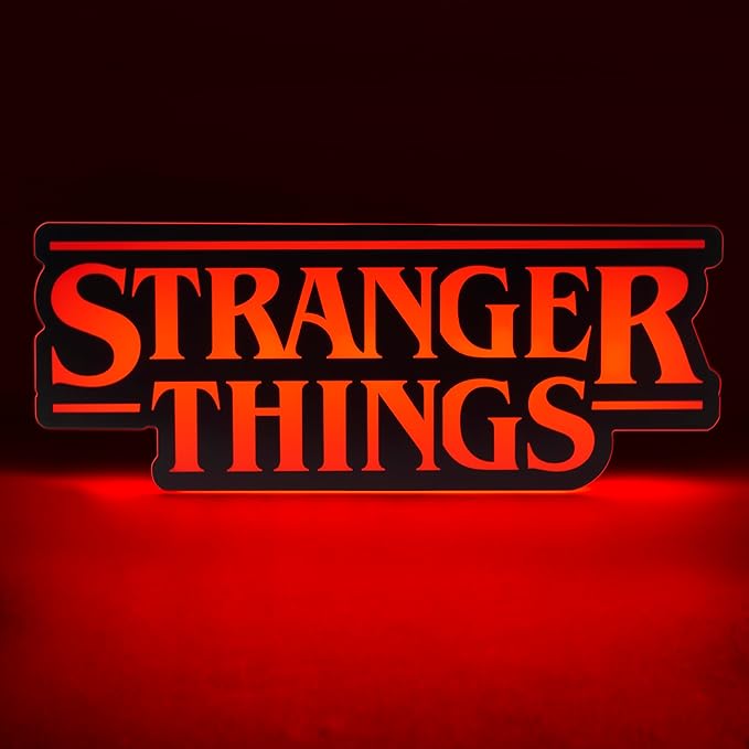Paladone Stranger Things Shaped Logo Light, 30cm (11.8") Wide Wall or Desk Lamp with USB or Battery Power, Phase & Pulse Modes, Officially Licensed Netflix Merchandise