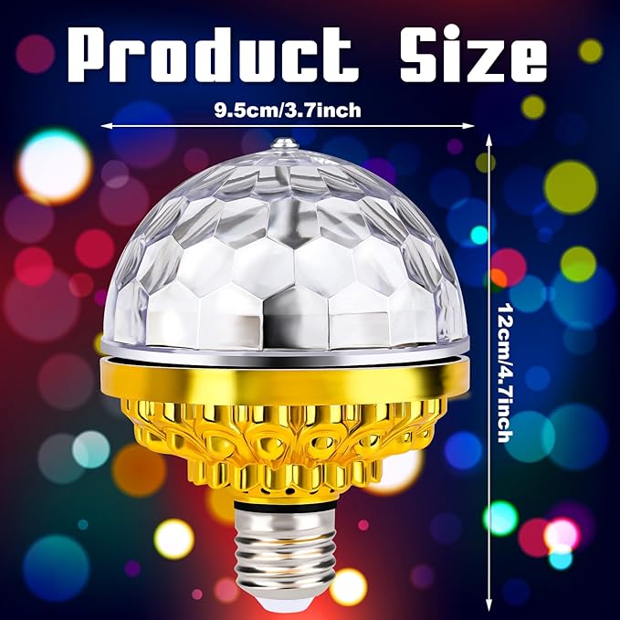 VAIPI 2 Pack Disco Ball Light Disco Ball Diffuser Colorful Rotating Magic Ball Lamp Bulb Rotating Stage Plug in Rotating Stage Lights with E27 Sockets LED DJ Strobe Lights 6W RGB Projector Effect Lamp