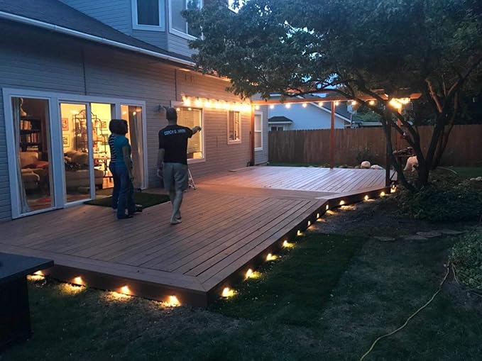FVTLED Pack of 6 Warm White LED Deck Lights kit Φ1.38 Outdoor Garden Yard Decoration Lamp Recessed Pathway Step Warm White LED Lighting, Black