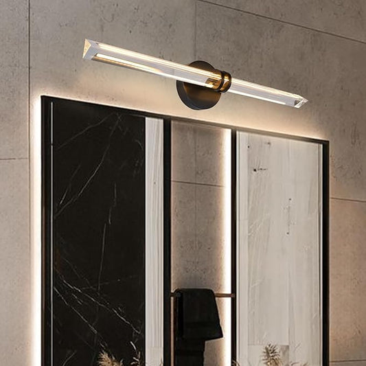 YUYI Crystal Picture Light for Wall, 24" Black Linear Picture Light Hardwired, Modern K9 Crystal Dimmable Painting Lights for Wall Art, Mirror, Paintings, Picture Frame
