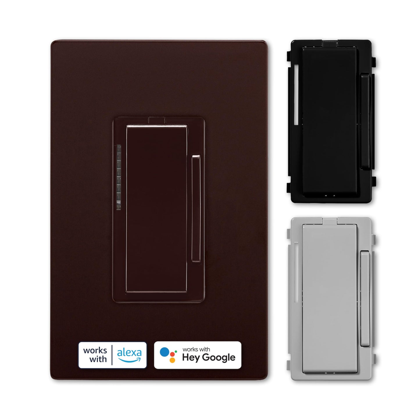EWFD30-C7-BX-L Wi-Fi Smart Universal Dimmer Compatible with Alexa and Google Assistant, Color Change Kit (Brown/Black/Gray)