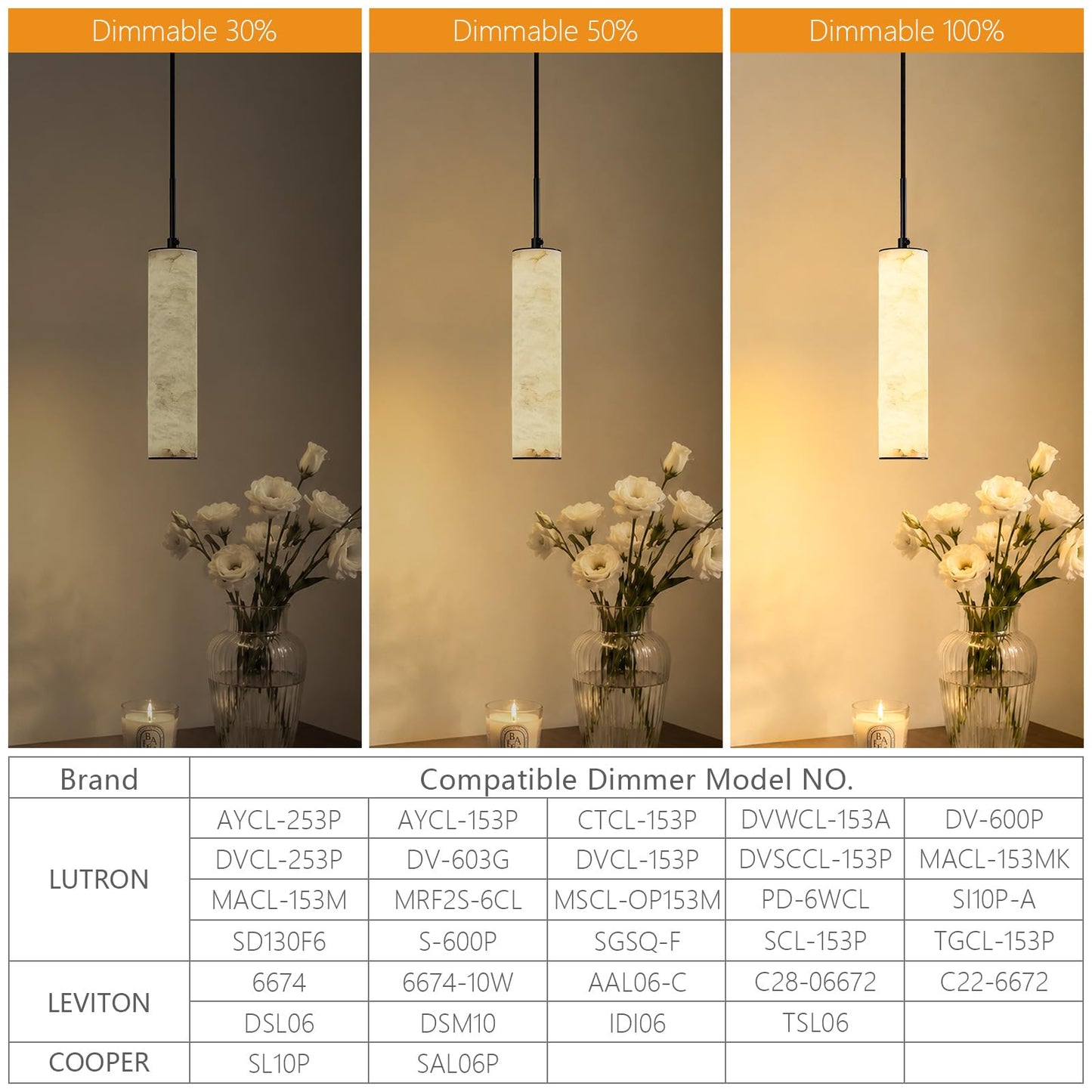 Black Natural Alabaster Long Tube Kitchen Island Pendant Lights (3 Count)