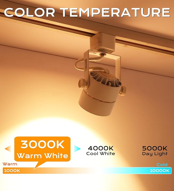 [12 Pack] CLOUDY BAY 8W 3000K Warm White Dimmable LED Track Light Head,CRI90+ True Color Rendering Adjustable Tilt Angle Track Lighting Fixture,40° Angle for Accent Retail,White,Halo Type - Aura Lighting