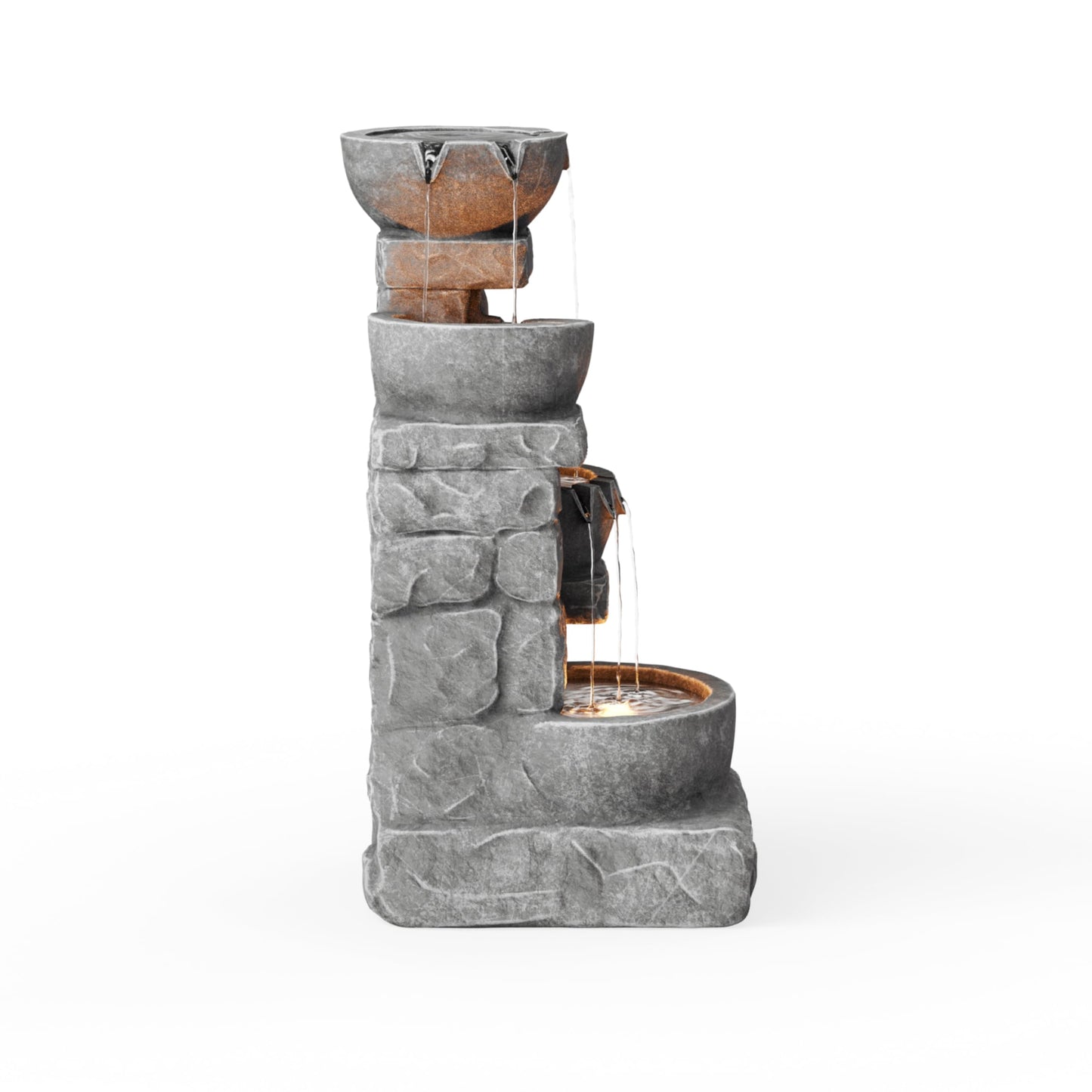 33" Outdoor Water Fountain with LED Lights