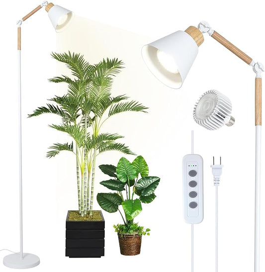 HMVPL Grow Lights for Indoor Plants Full Spectrum, Plant Lights for Indoor Growing with 20W COB Grow Light Blub, 4/8/12H Timer, Standing Tall Grow Lamp for Middle Large Plants(75'', Height Adjustable)