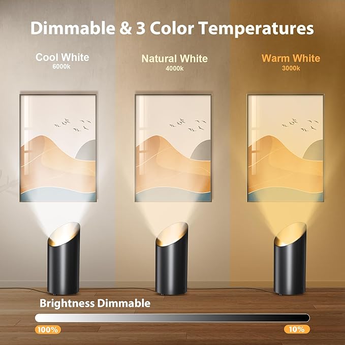 Brightown LED SpotLights - 4 Pack Uplighting Floor Can Lights with Remote and Timer, 3 Color Temperatures & Dimmable, 2 Lighting Modes for Wall Picture Painting Plants Indoor Accent Lighting, Black