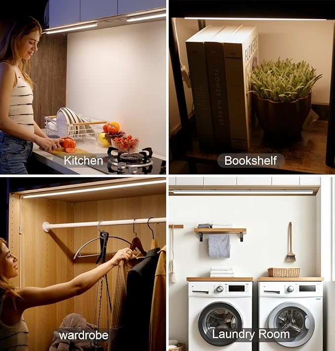 Under Cabinet Lighting Plug in, 16 Inch 2 Pcs, Linkable AC120V 3CCT 3000K/4000K/5000K Ultra Slim, LED Under Cabinet Lights for Counter Light, Kitchen, Shelf, Sink, Workshop, Desk, White