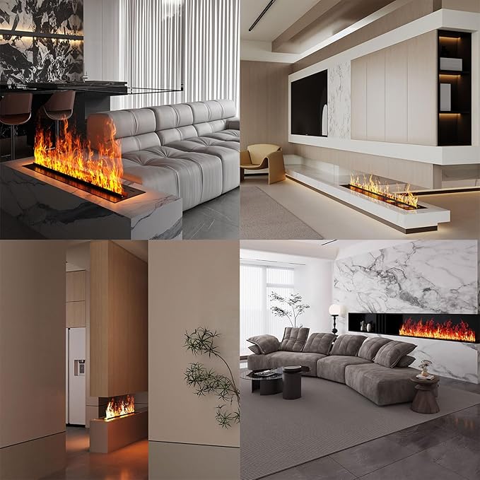 Water Vapor Fireplace 3D Atomizing Fireplace Recessed Electric Fireplace Remote Control with Timer Touch Simulation Flame Touch Flame (1200wheater & Multicolor, 39.37 inch)