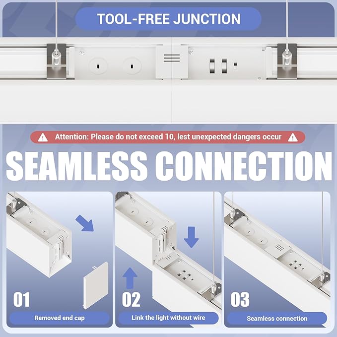 Whtie 1 Pack 4FT LED Linear Lights 50/45/40/35/30W Up and Down Light, 3000K/4000K/5000K 4 Feet Commercial Linkable Shop Lighting for Office Garage Shop Dining Room bar,0-10V Dimmable