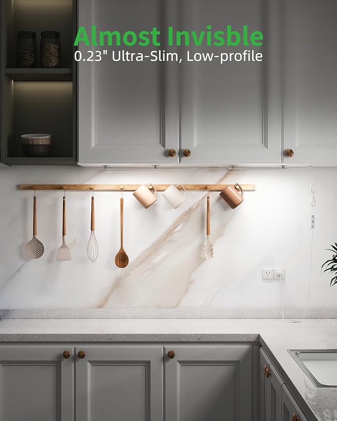 ASOKO HOME Dimmable USB Under Cabinet Lights - 3 Pack 12" Linkable LED Strips, 6000K Cold White for Kitchen, Desk, Workbench