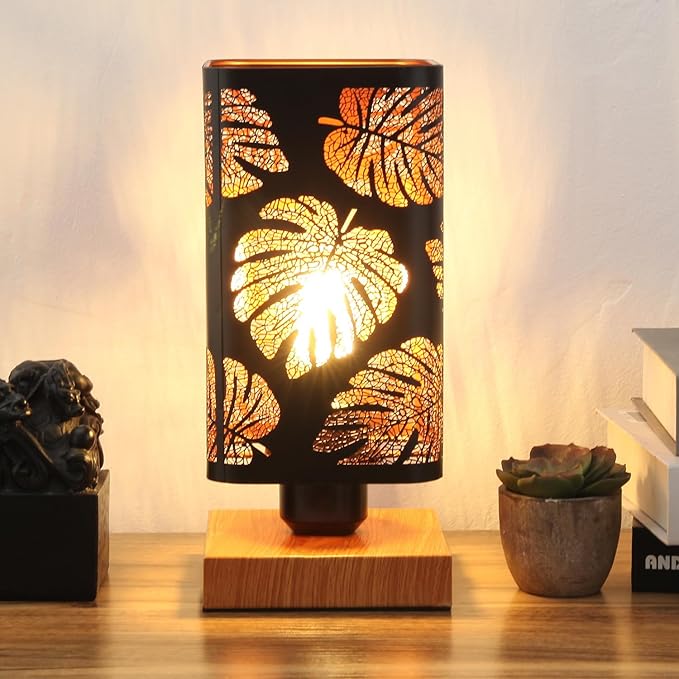 Rustic Table Lamp with Dimmer, Small Black Industry Metal bedside Lamp, fully Dimmable Rotary Switch, Night Light for office Kids, Bedroom Nightstands Lamp, Lamp for Living Room End Tables side