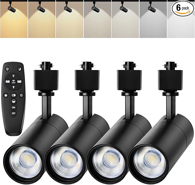 Black 20W Track Lighting Heads,2700K-6500K Stepless Dimming H Type LED Track Light Heads Dimmable Rail Ceiling Spotlight Fixtures Accent,CRI90+ 24° 1800LM,4 Pack - Aura Lighting